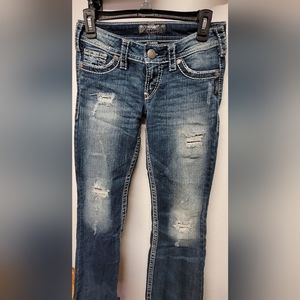 Silver PIONNER women's jean's SIZE 26 x 31 Bootcut distressed